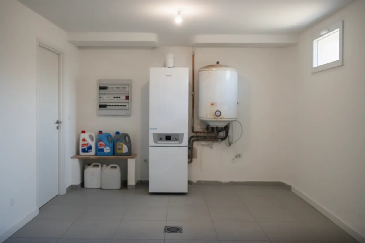 Chaudière gaz et chauffe-eau électrique avant remplacement à Barbentane