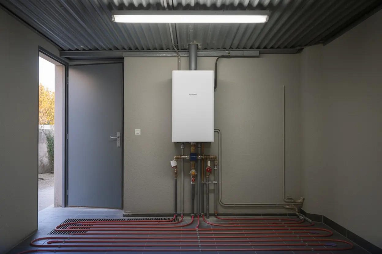 PAC air-eau neuve raccordée au plancher chauffant à Barbentane