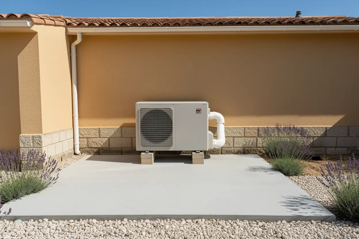 Unité extérieure de la pompe à chaleur air-eau installée