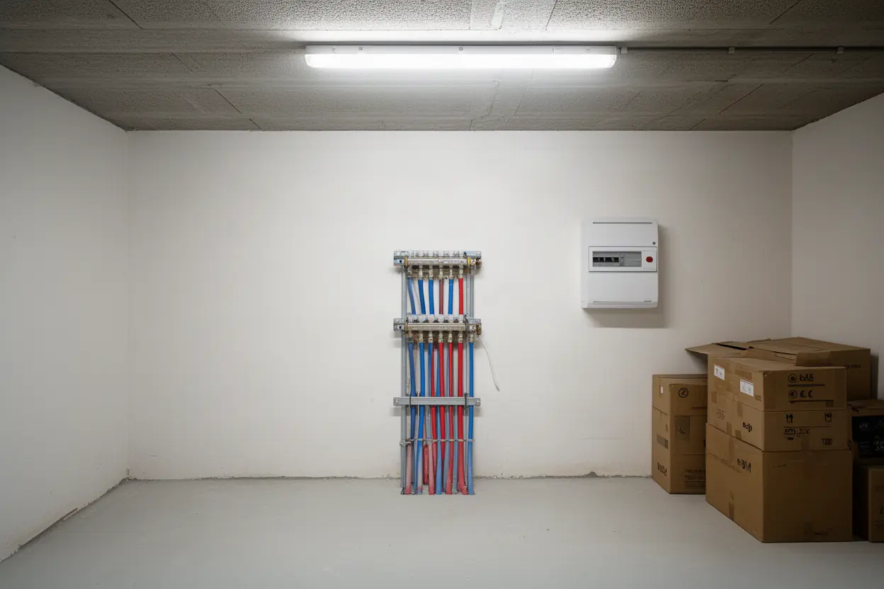 Réseau de plancher chauffant avant raccordement à la PAC
