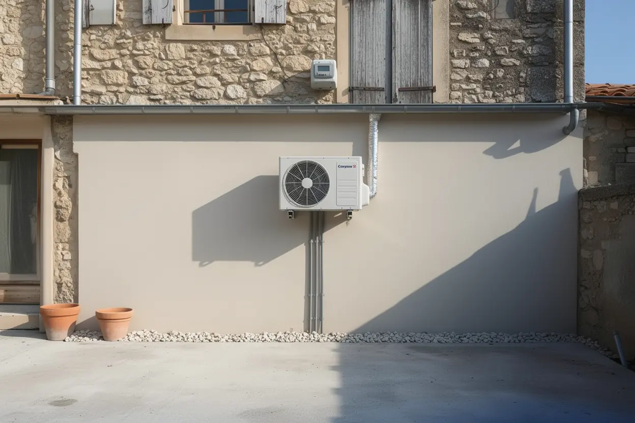 Unité extérieure de la pompe à chaleur installée à Morières-lès-Avignon