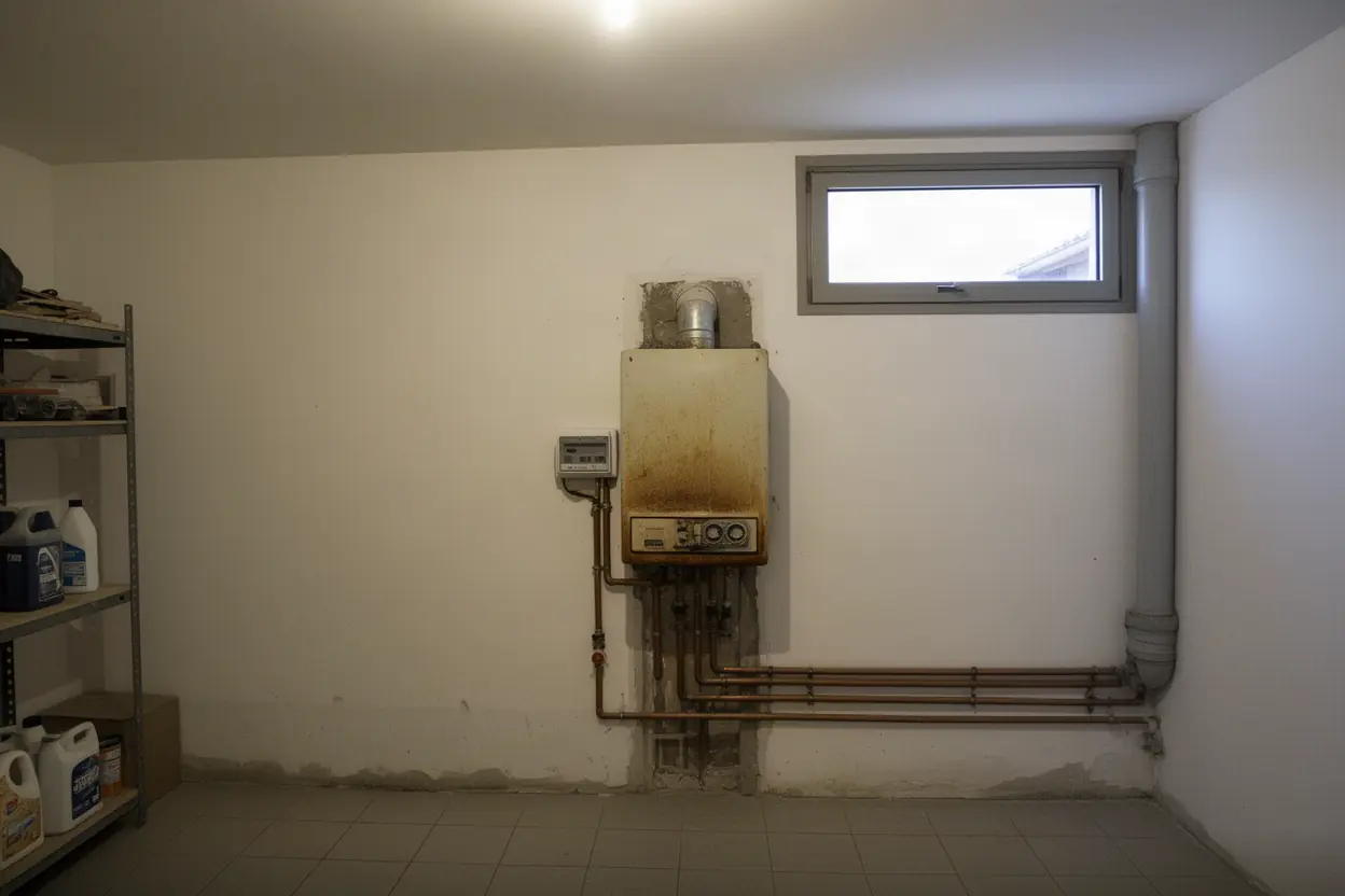 Ancienne chaudière gaz avant remplacement à Monteux